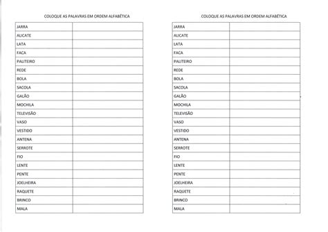 organizar lista por ordem alfabética